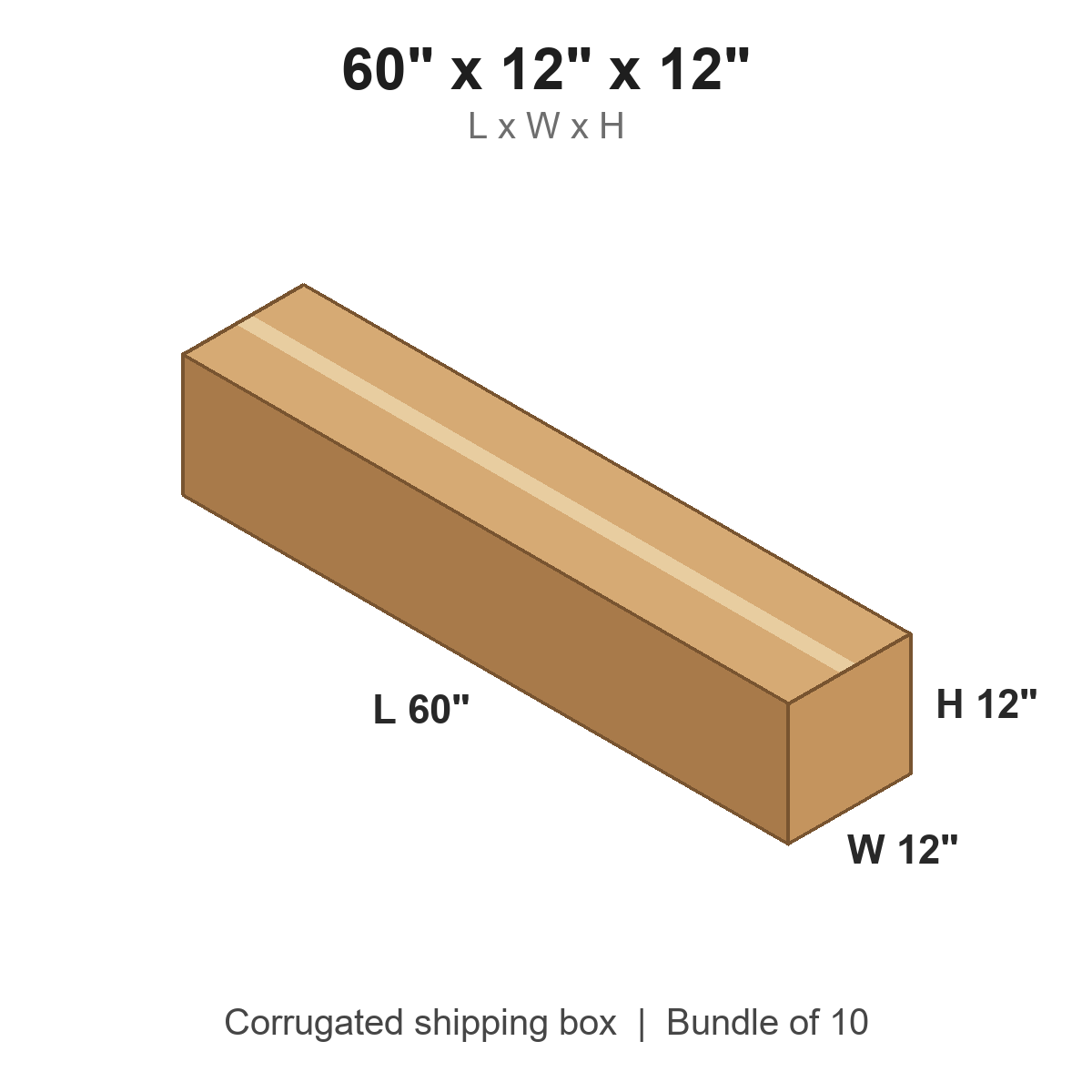 60 x 12 x 12 in corrugated shipping box