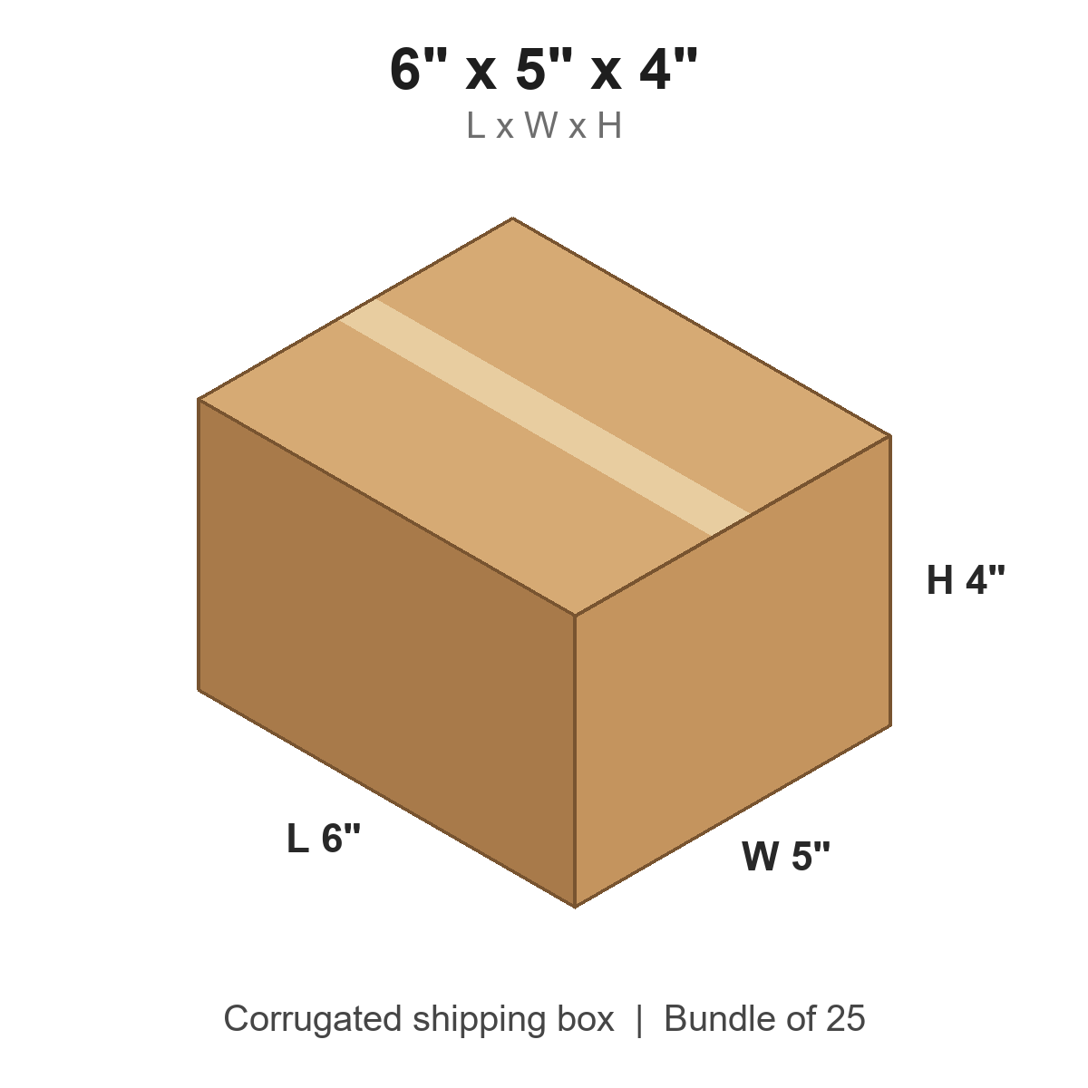 6 x 5 x 4 in corrugated shipping box