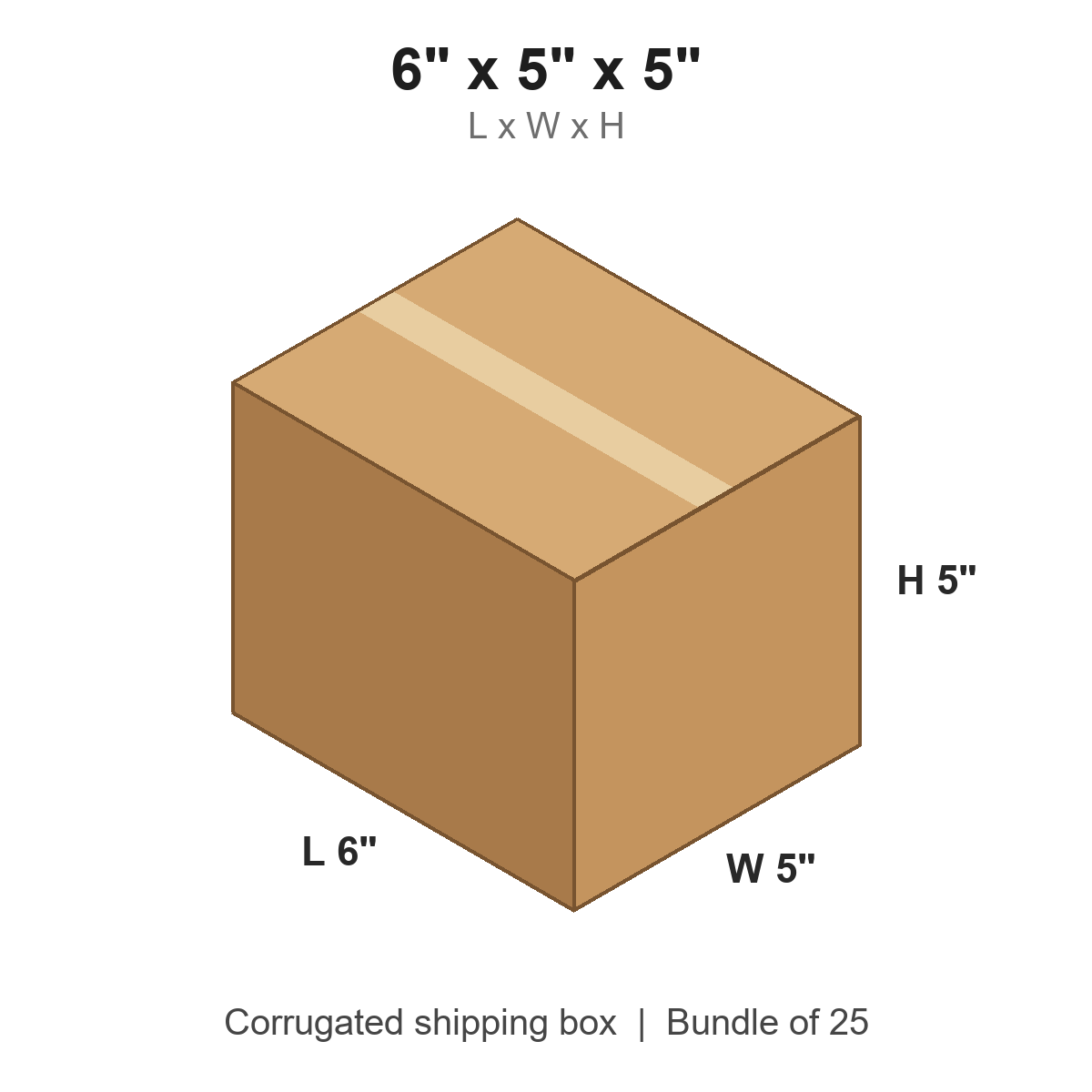 6 x 5 x 5 in corrugated shipping box