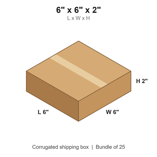 6 x 6 x 2 in corrugated shipping box