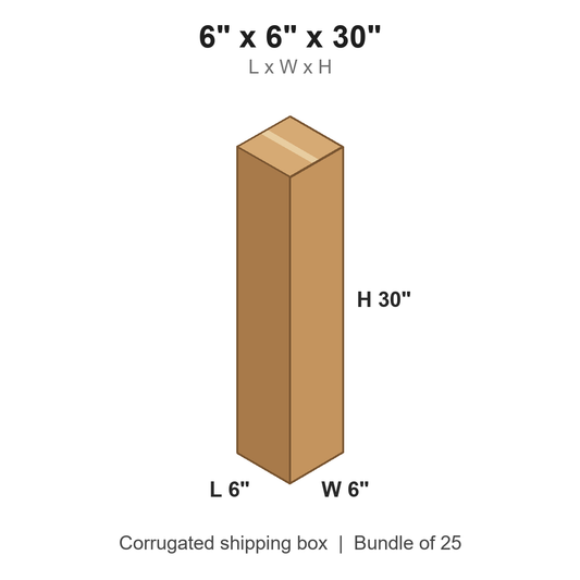 6 x 6 x 30 in corrugated shipping box