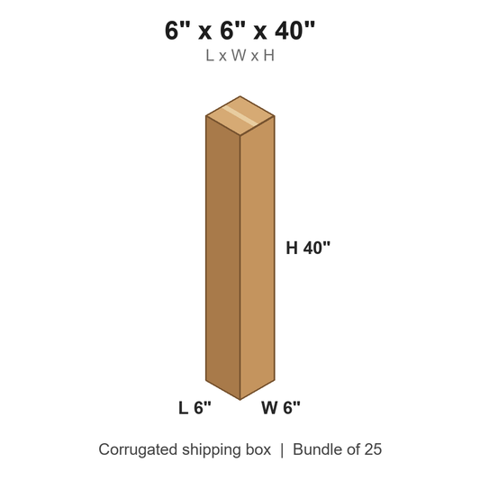6 x 6 x 40 in corrugated shipping box