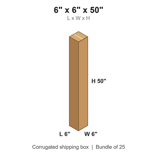 6 x 6 x 50 in corrugated shipping box