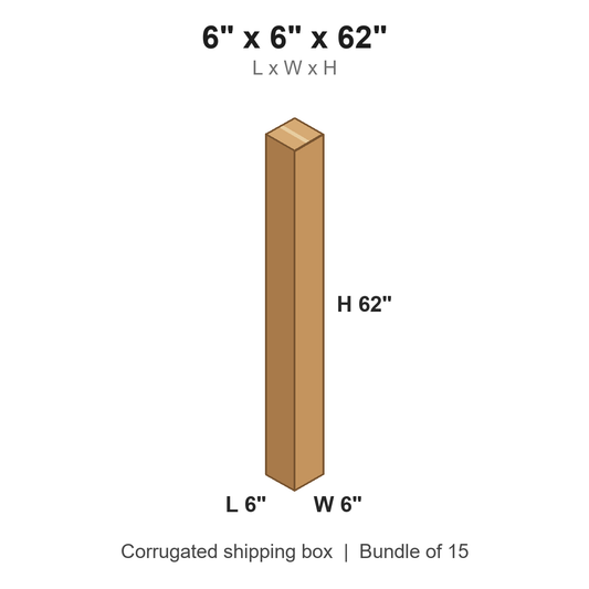 6 x 6 x 62 in corrugated shipping box