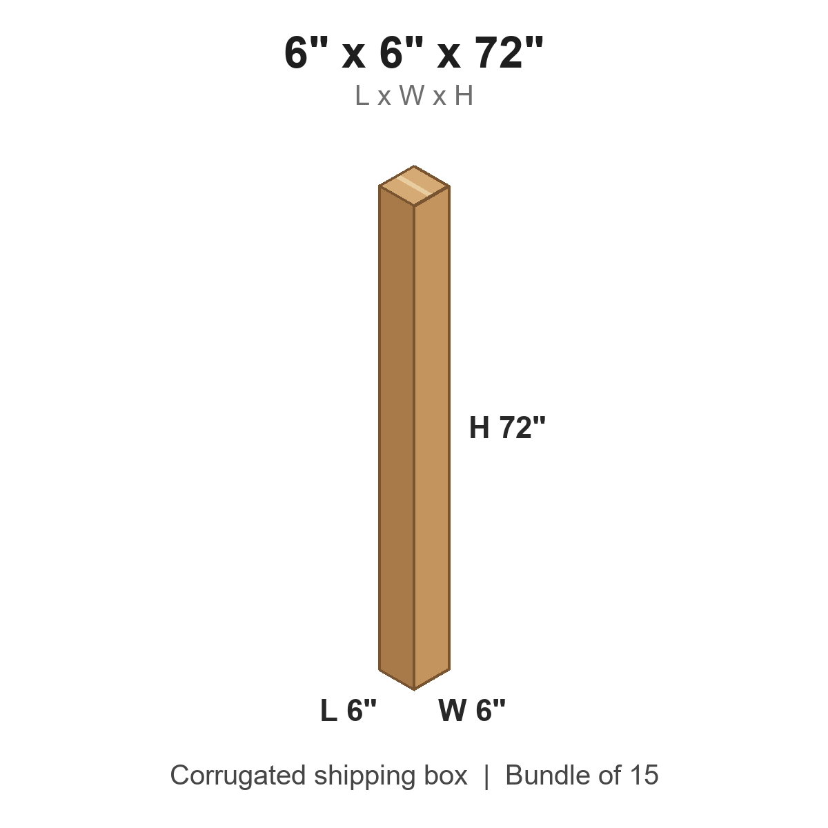 6 x 6 x 72 in corrugated shipping box