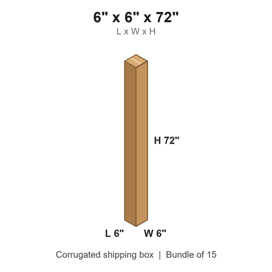 6 x 6 x 72 in corrugated shipping box