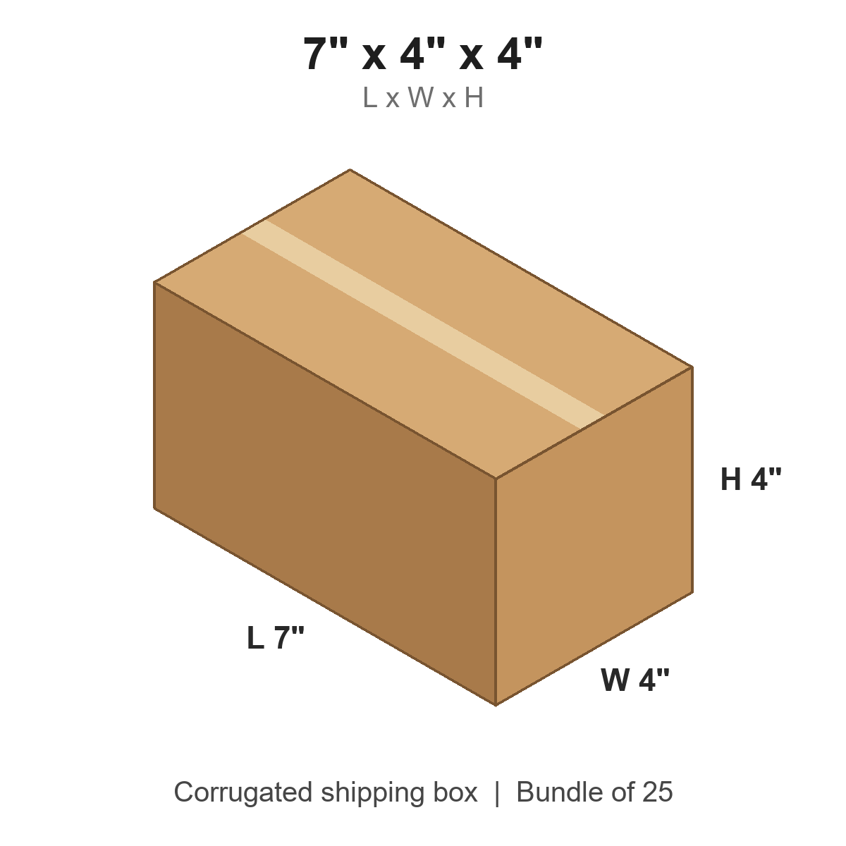 7 x 4 x 4 in corrugated shipping box