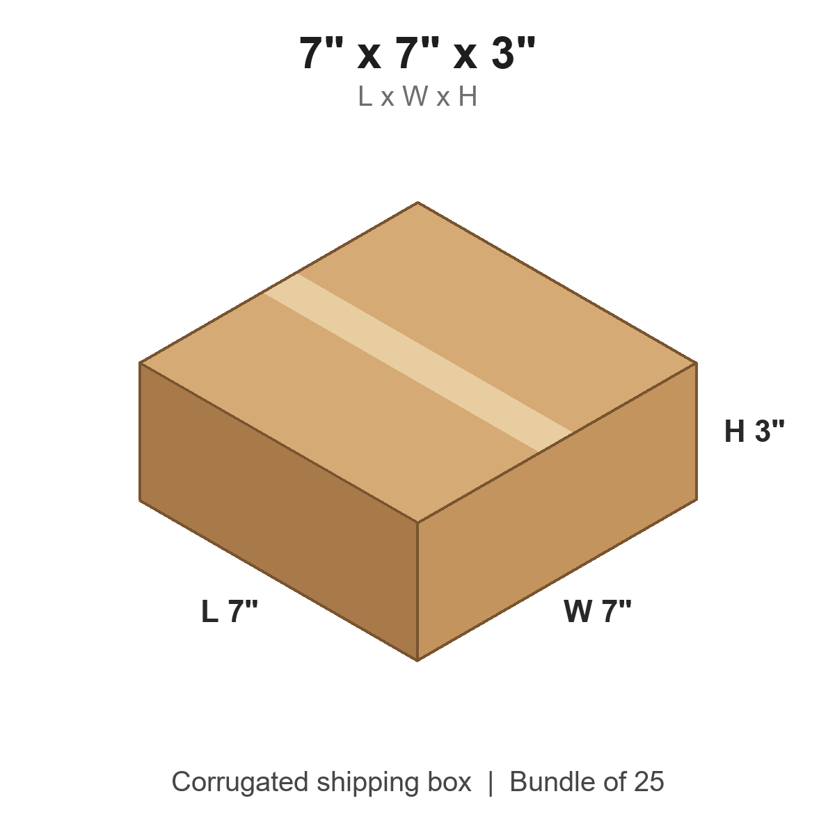 7 x 7 x 3 in corrugated shipping box
