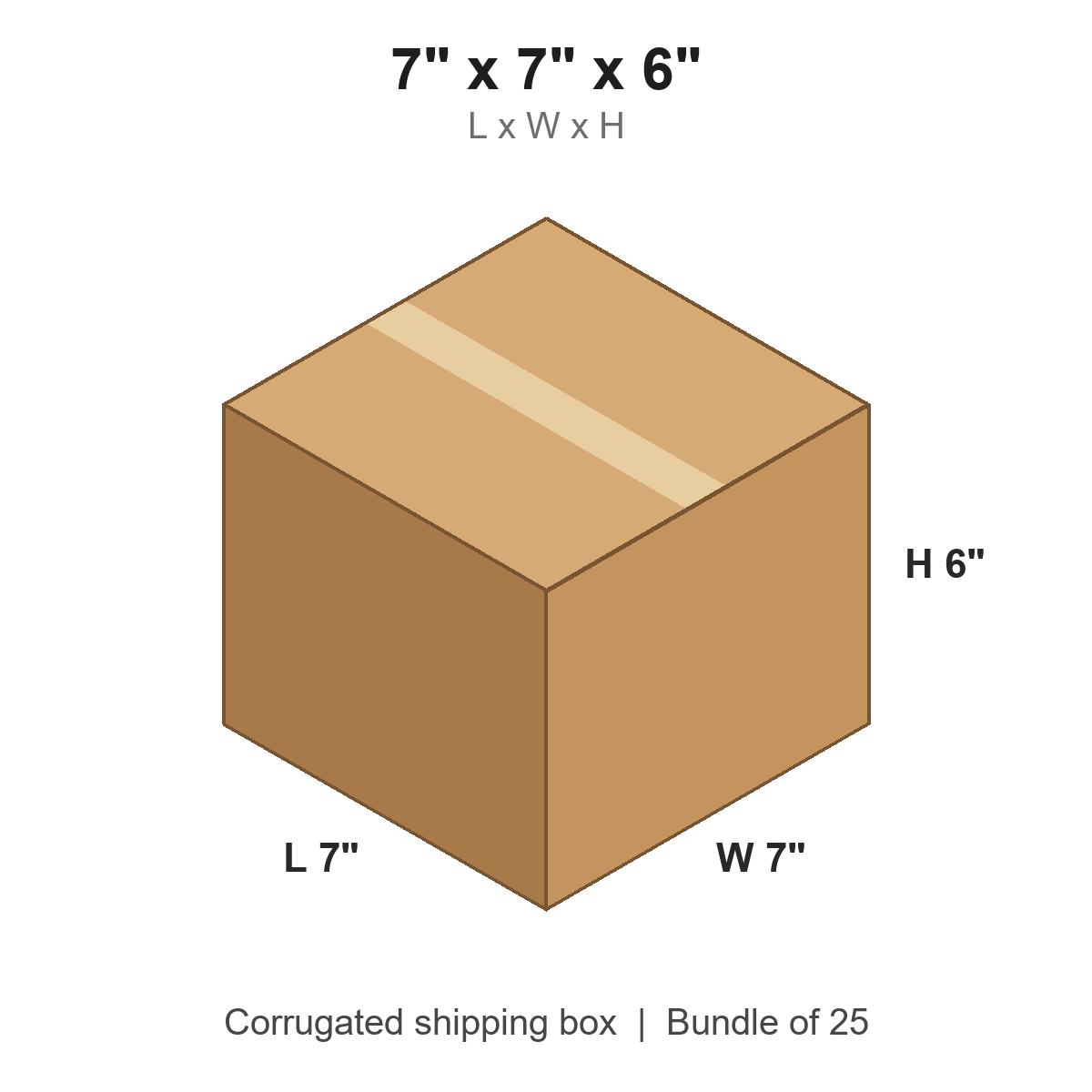 7 x 7 x 6 in corrugated shipping box