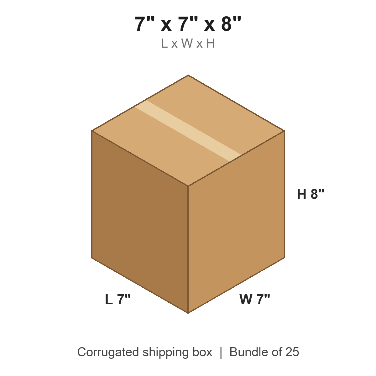 7 x 7 x 8 in corrugated shipping box