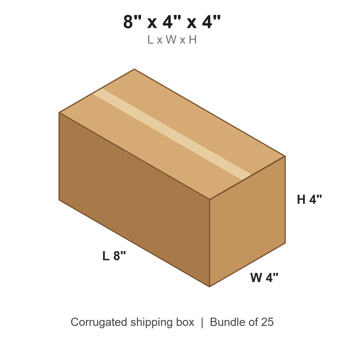 8 x 4 x 4 in corrugated shipping box