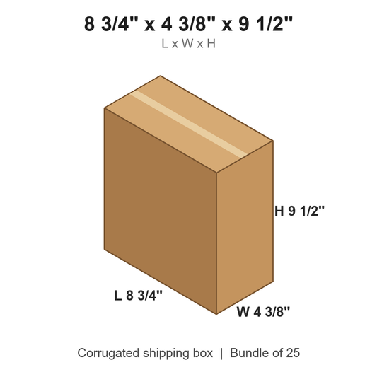 8 3/4 x 4 3/8 x 9 1/2 in corrugated shipping box