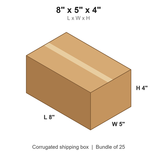 8 x 5 x 4 in corrugated shipping box