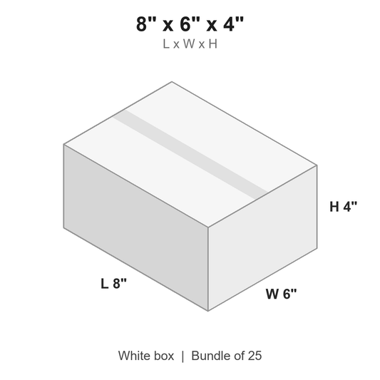 8x6x4 White Corrugated Boxes