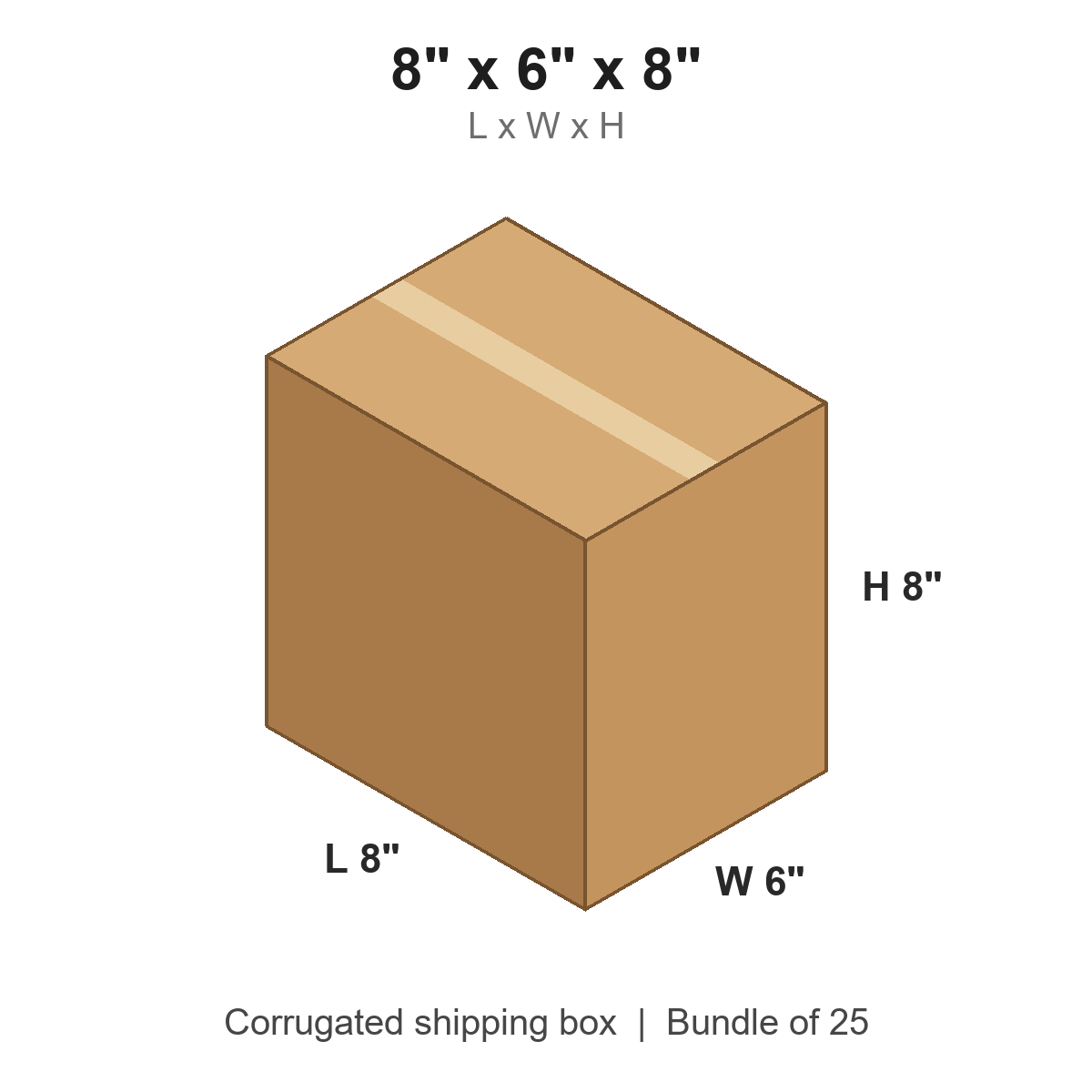 8 x 6 x 8 in corrugated shipping box