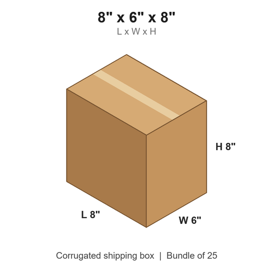 8 x 6 x 8 in corrugated shipping box