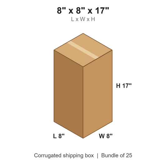 8 x 8 x 17 in corrugated shipping box