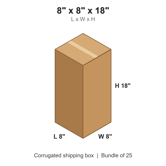 8 x 8 x 18 in corrugated shipping box