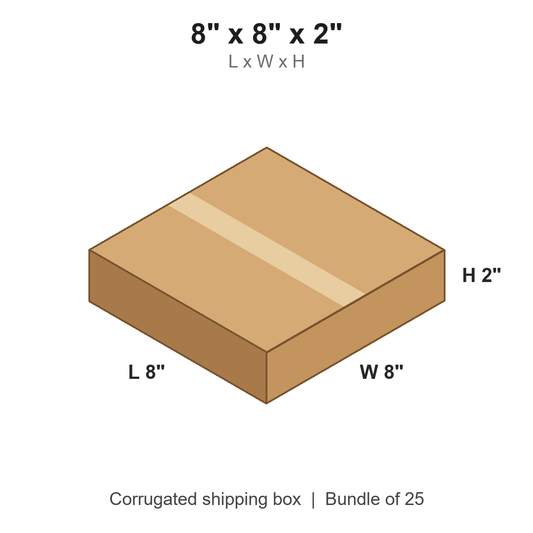 8 x 8 x 2 in corrugated shipping box