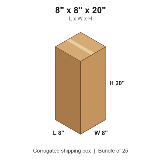 8 x 8 x 20 in corrugated shipping box