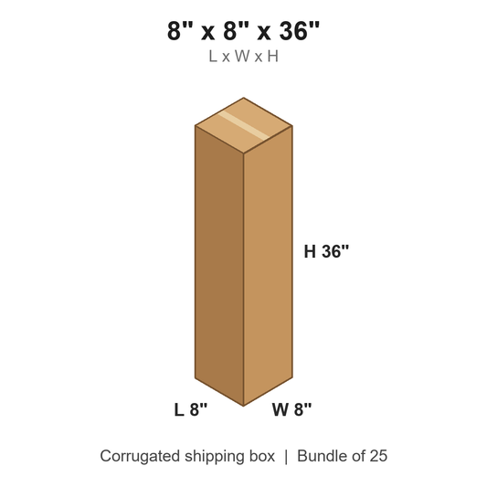 8 x 8 x 36 in corrugated shipping box