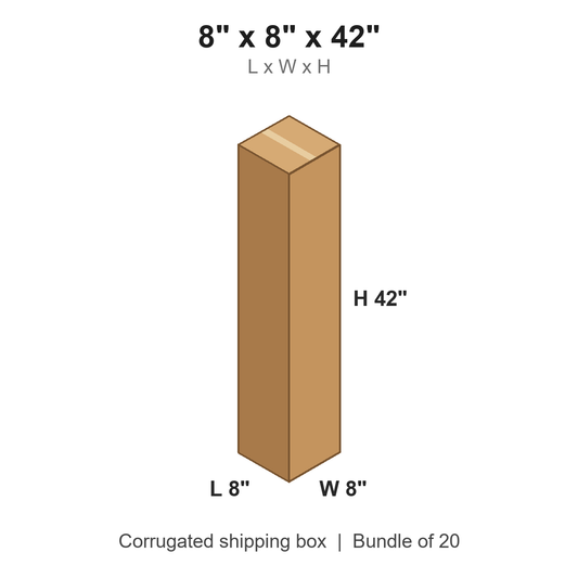 8 x 8 x 42 in corrugated shipping box