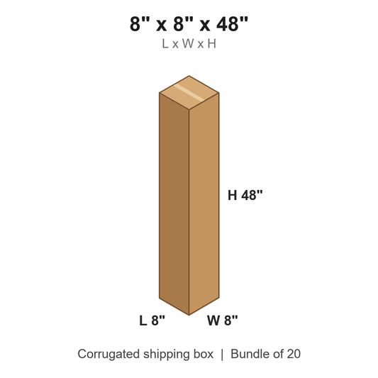 8 x 8 x 48 in corrugated shipping box