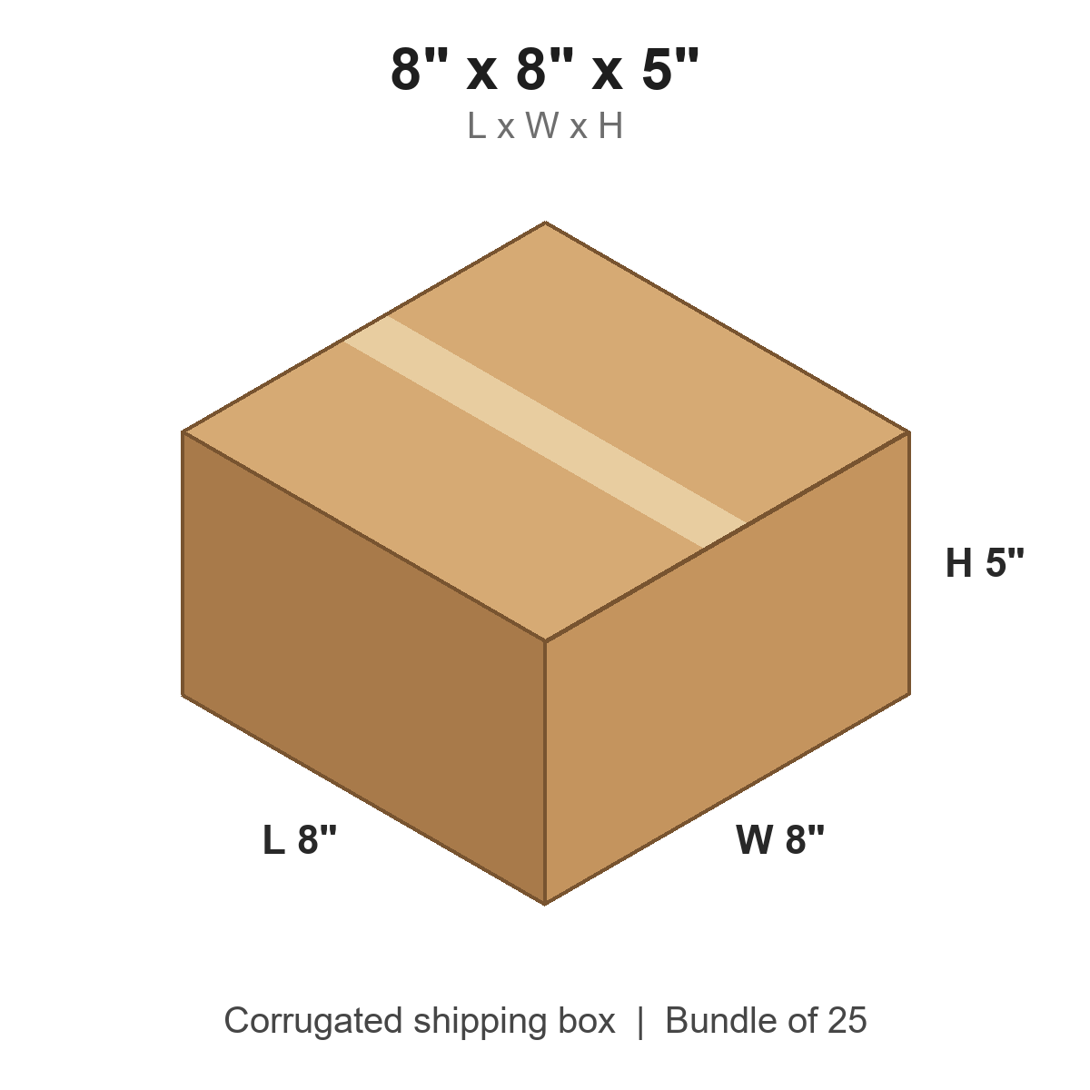 8 x 8 x 5 in corrugated shipping box
