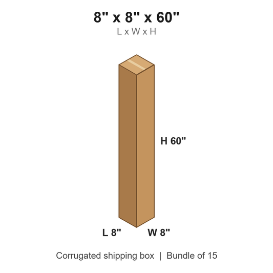 8 x 8 x 60 in corrugated shipping box