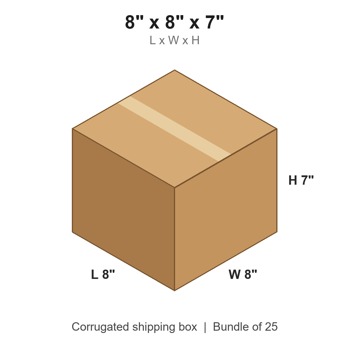 8 x 8 x 7 in corrugated shipping box