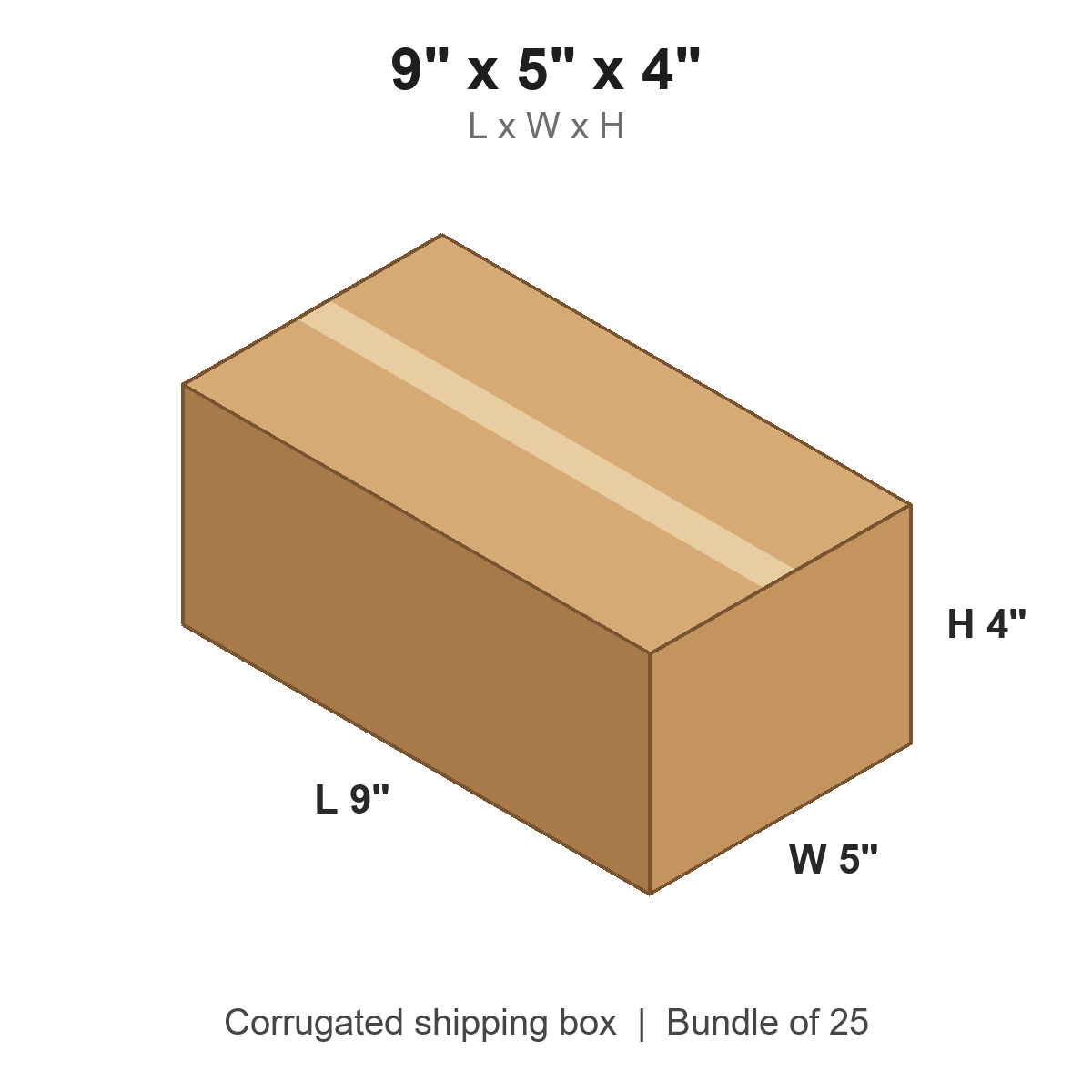 9 x 5 x 4 in corrugated shipping box