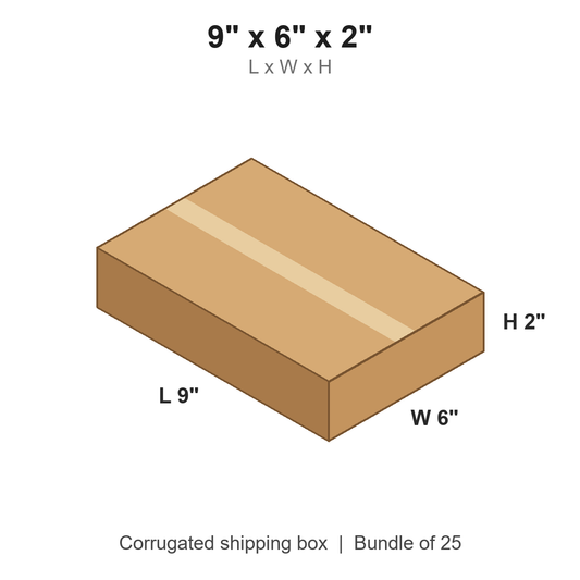 9 x 6 x 2 in corrugated shipping box
