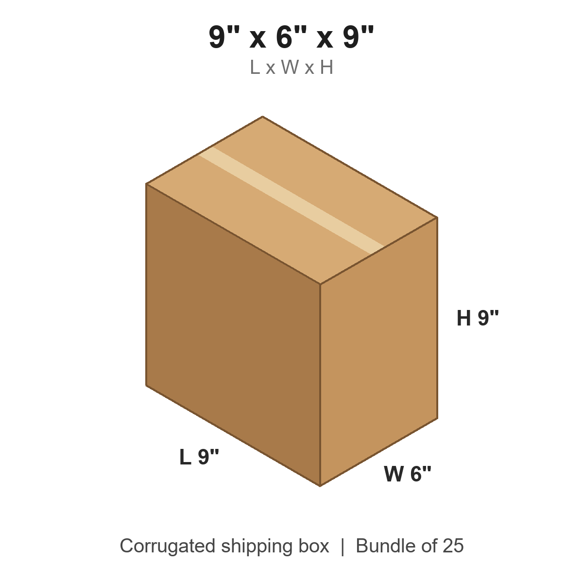9 x 6 x 9 in corrugated shipping box