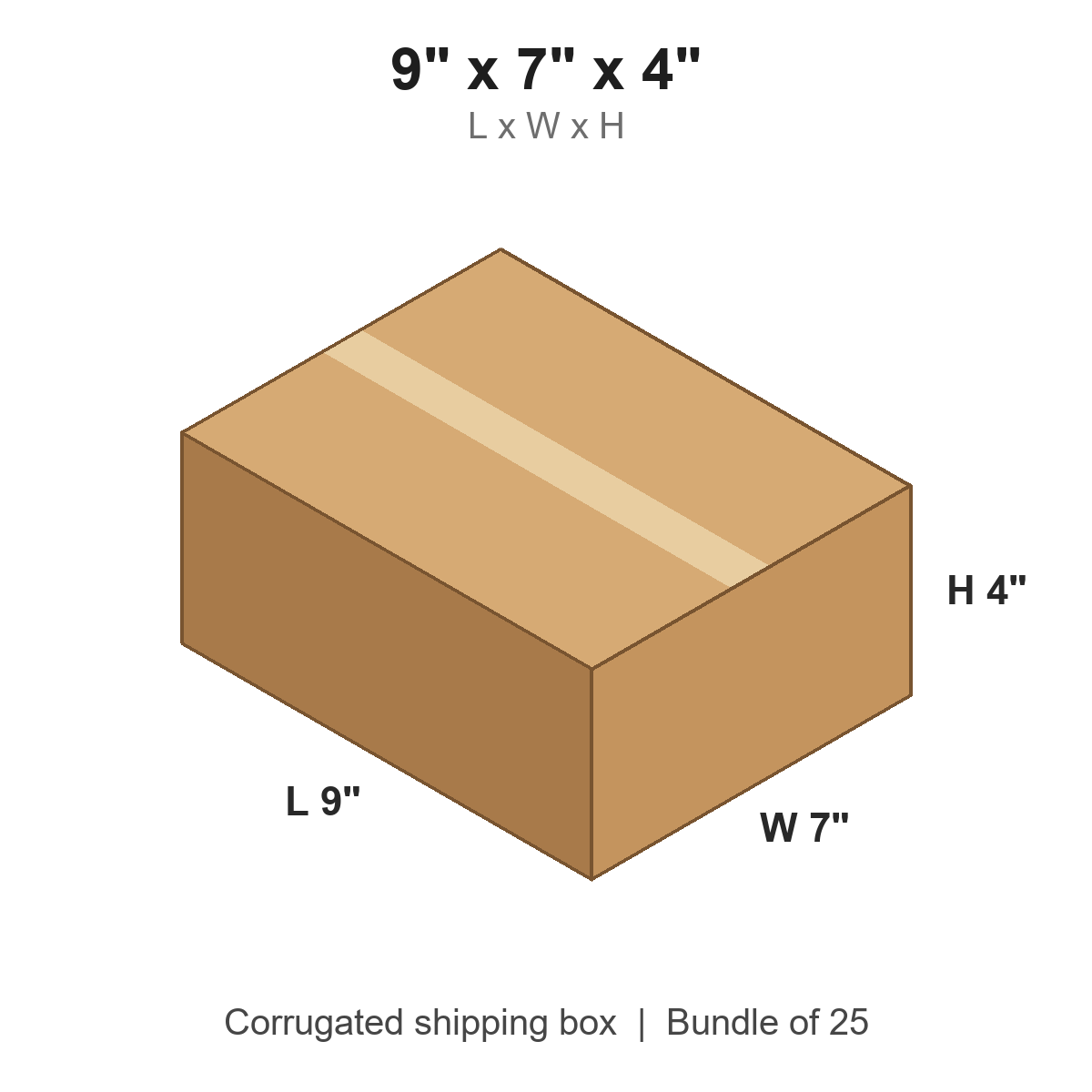 9 x 7 x 4 in corrugated shipping box