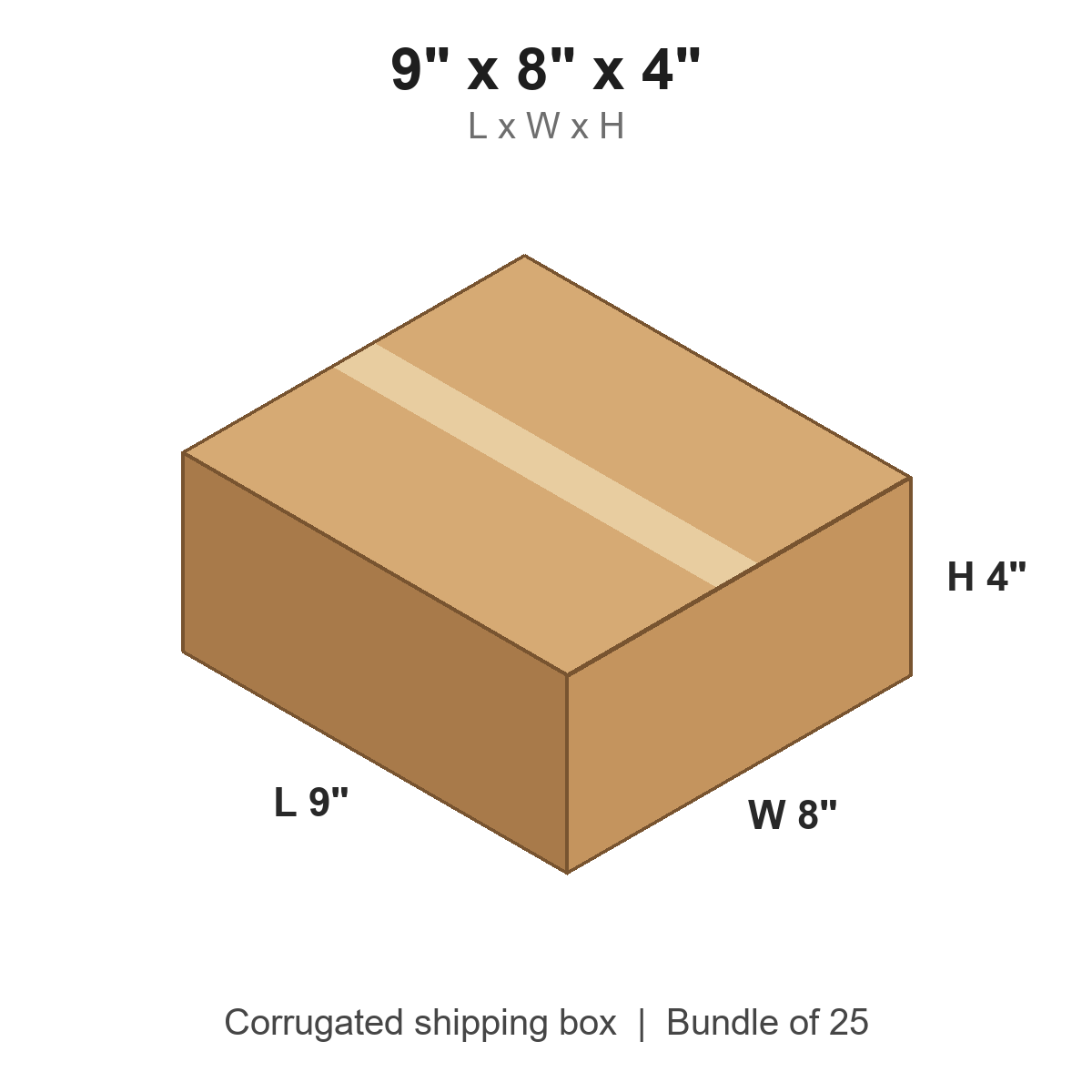 9 x 8 x 4 in corrugated shipping box