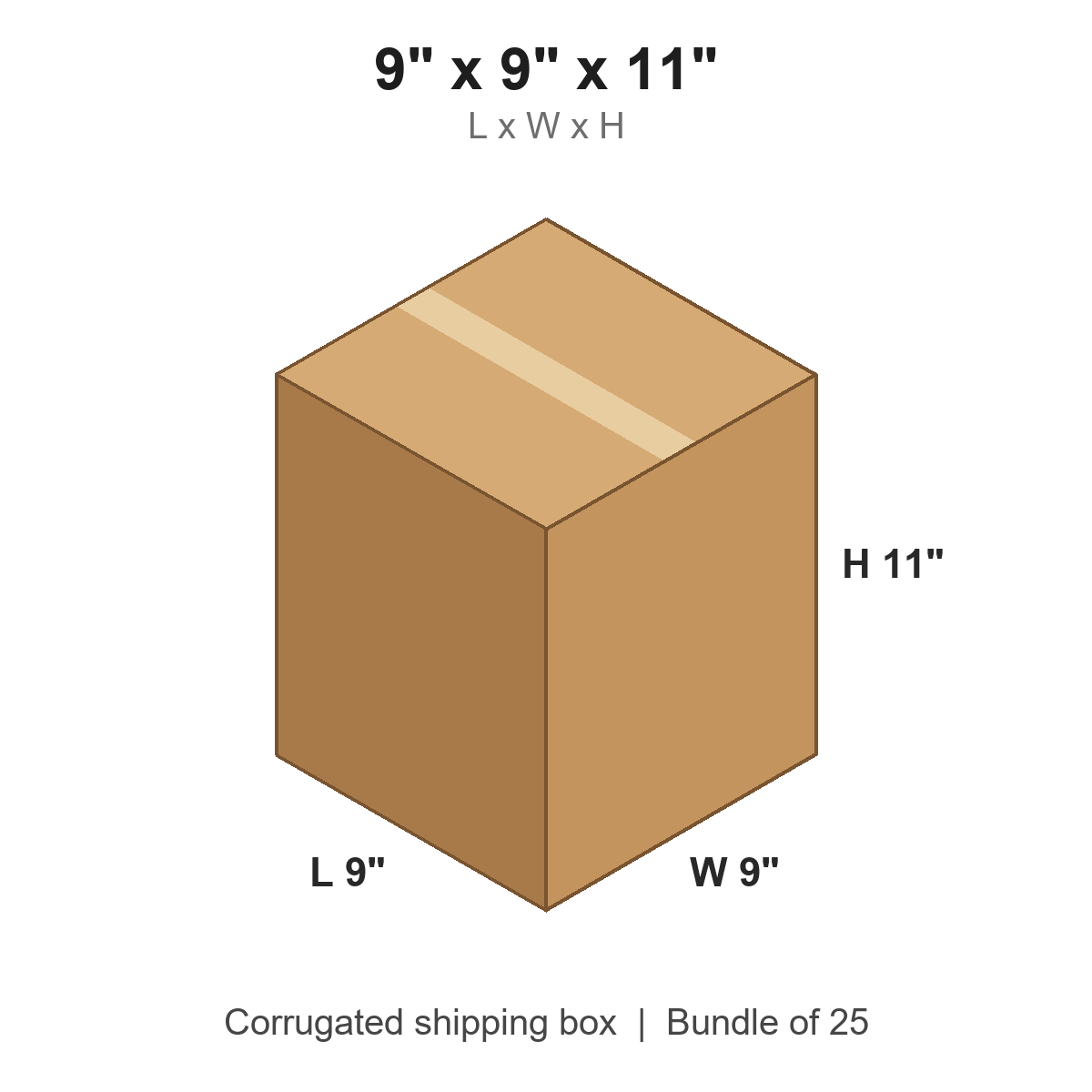 9 x 9 x 11 in corrugated shipping box