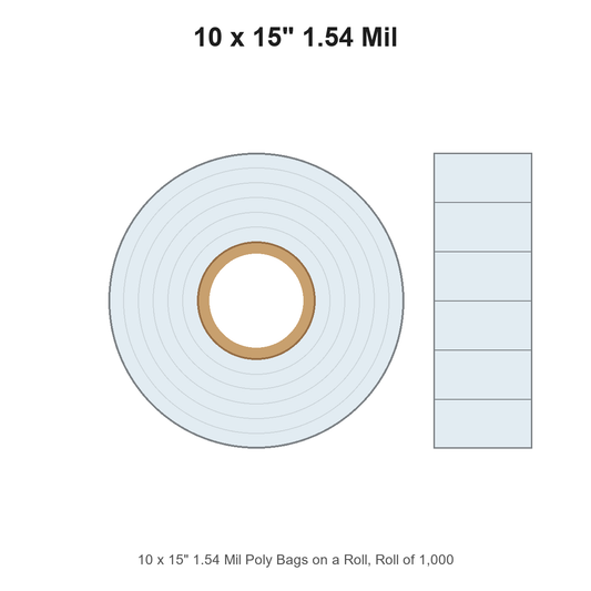 10 x 15" 1.54 Mil Poly Bags on a Roll