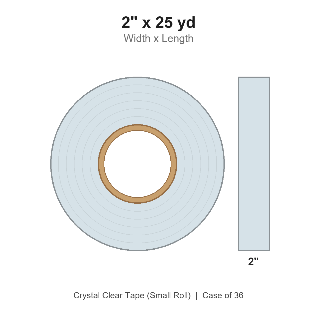2" x 25 yd Crystal Clear Tape