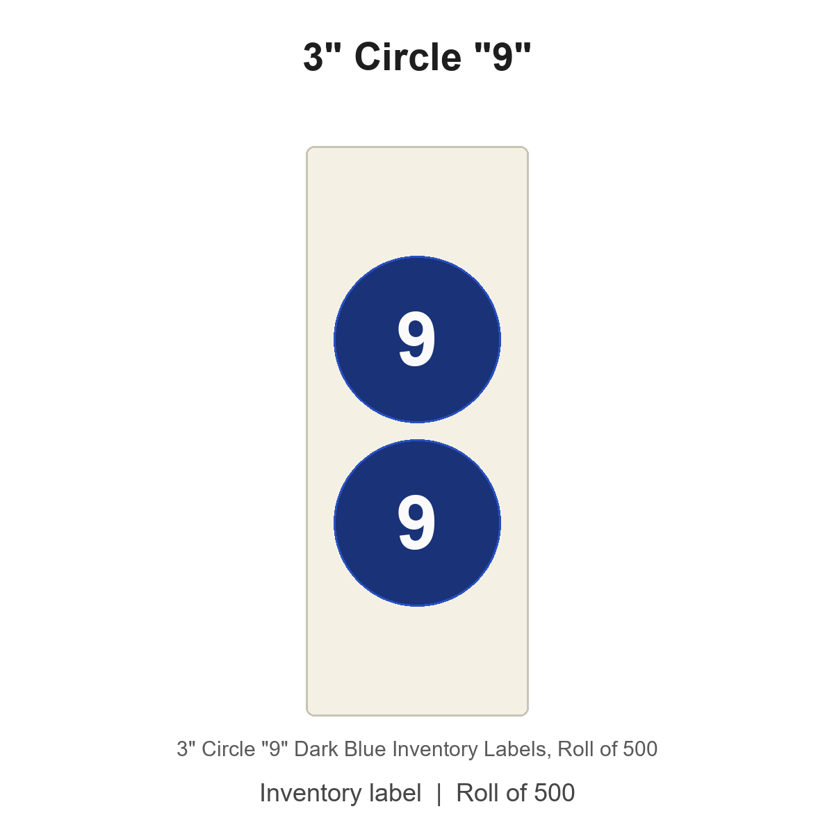 3" Circle "9" Dark Blue Inventory Labels