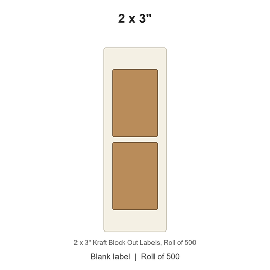 2 x 3" Kraft Block Out Labels