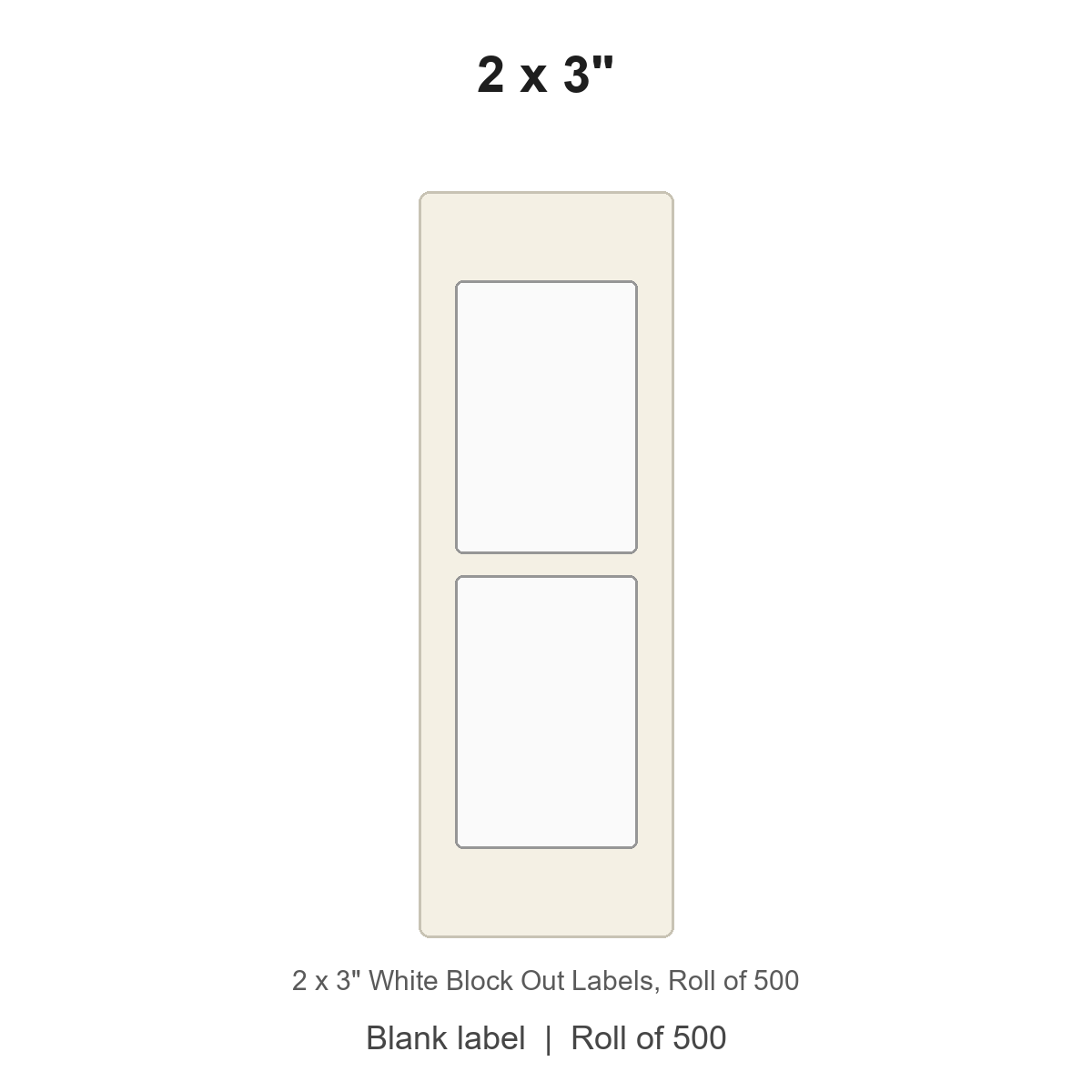 2 x 3" White Block Out Labels