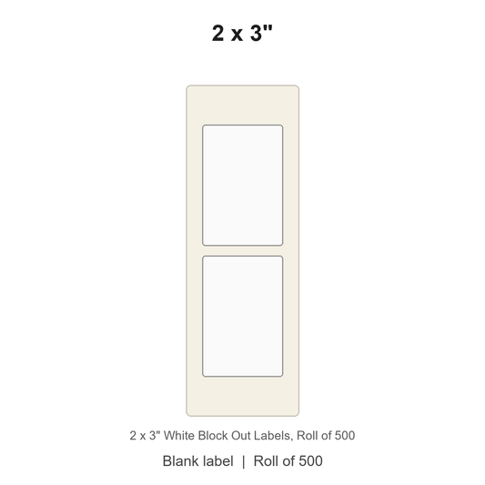 2 x 3" White Block Out Labels