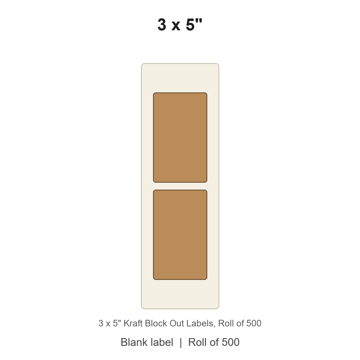 3 x 5" Kraft Block Out Labels