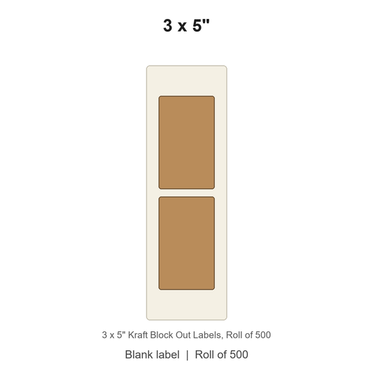 3 x 5" Kraft Block Out Labels
