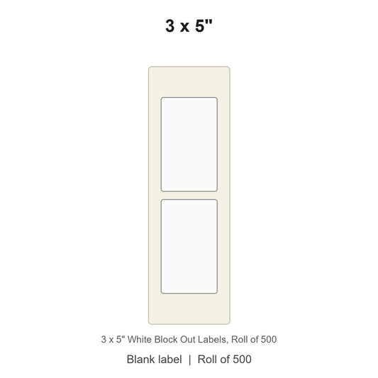 3 x 5" White Block Out Labels