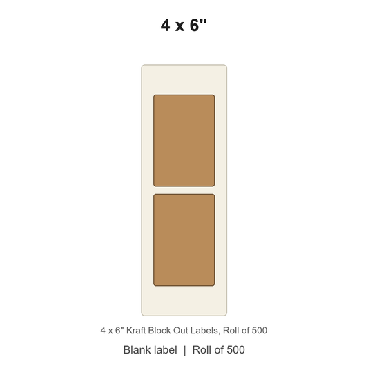 4 x 6" Kraft Block Out Labels
