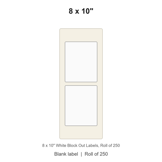 8 x 10" White Block Out Labels