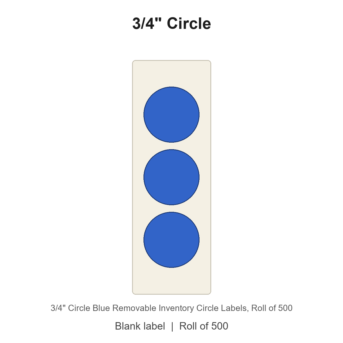3/4" Circle Blue Removable Inventory Circle Labels