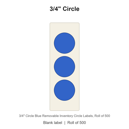 3/4" Circle Blue Removable Inventory Circle Labels