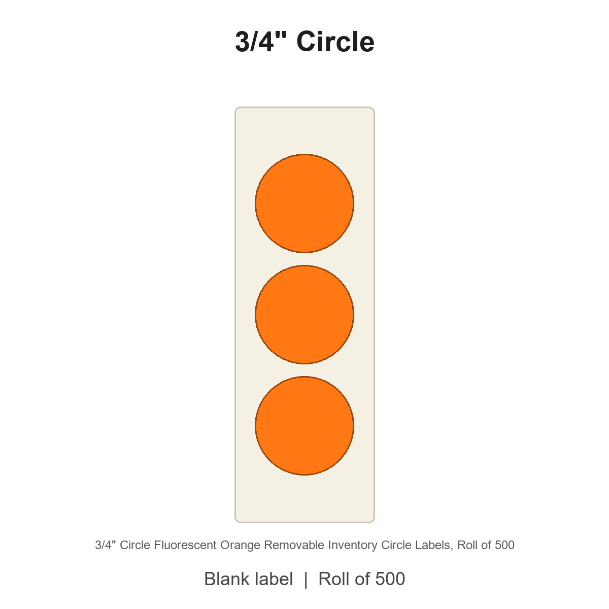 3/4" Circle Fluorescent Orange Removable Inventory Circle Labels